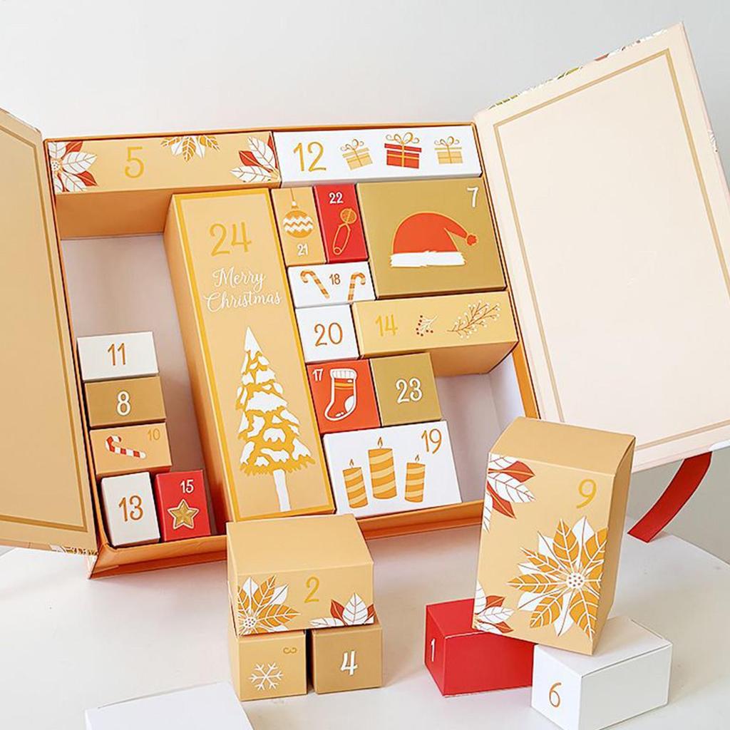 24 Tage Weihnachtskalender Adventsboxen 2025 Leere Kalender Adventsbox zum Befüllen Feiertagskoffer für Festival Geburtstag Kinder Erwachsene