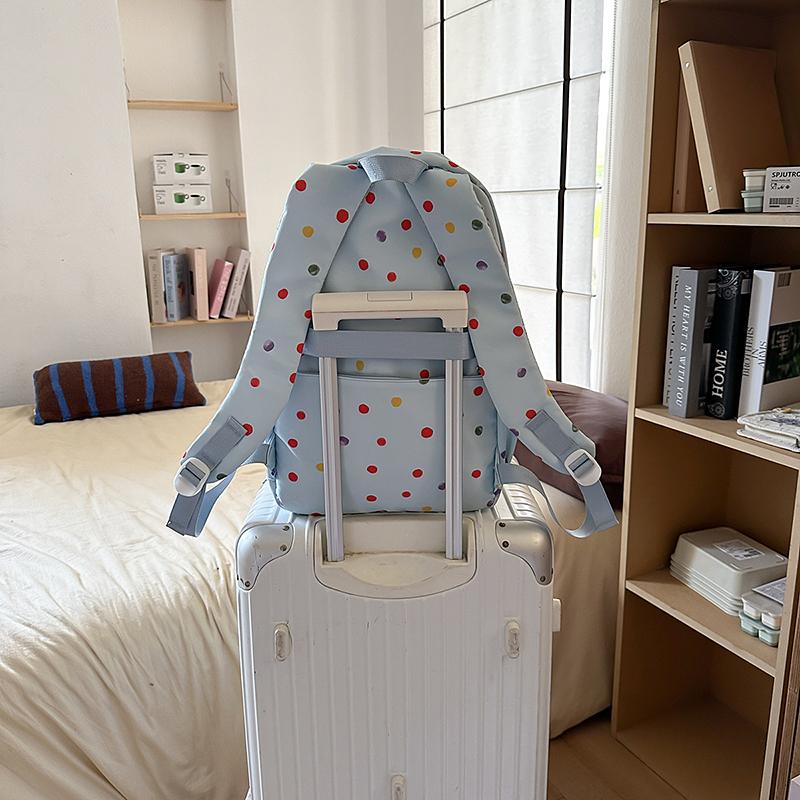 Puppy Dot Print Backpack Junior High School Student Lightweight Schoolbag Girls Large Capacity Backpack