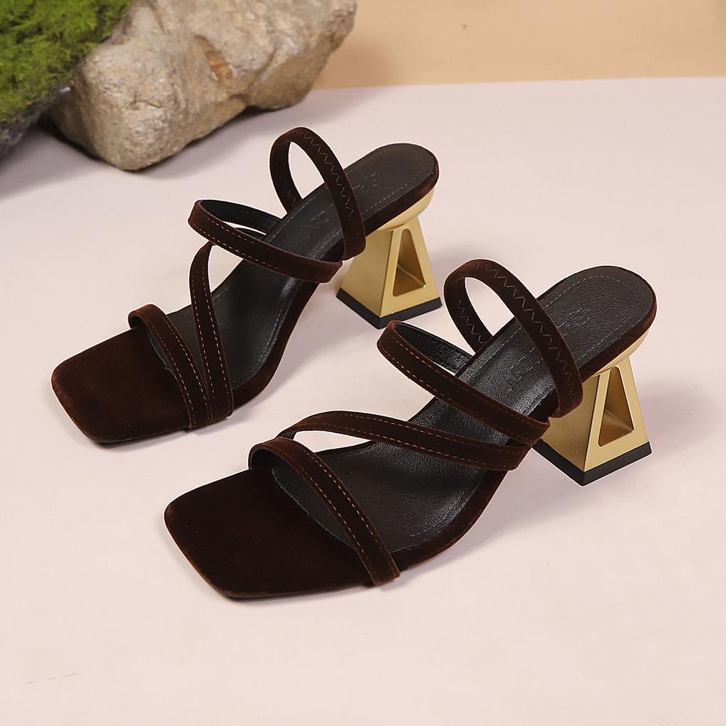 36-43 Übergrößen Schuhe für Damen Sommer Mode Damen zum Hineinschlüpfen Plateau Offene Zehenpartie Hoher Absatz Sandalen Bequeme Damen Hausschuhe 2026