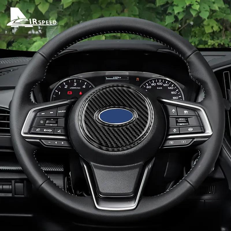 Für Subaru Crosstrek Impreza 2024 Echte Weiche Kohlefaser 3-teiliger Aufkleber Lenkradmitte Innenraum LHD RHD Zubehör