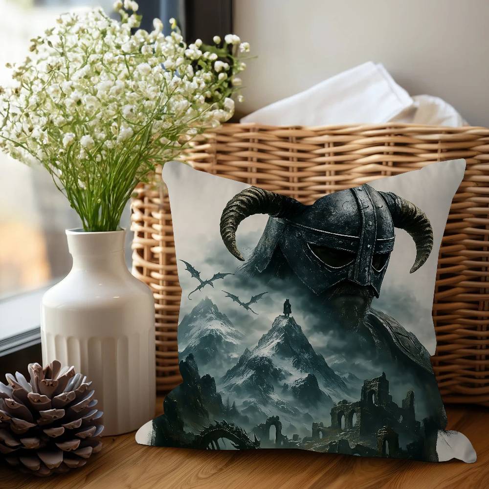 The E-Elder S-Scrolls V Skyrim Office Cushion Pillowcase Car Cushion Cover45X45CM Lumbar Pillowcase Sofa Pillowcover