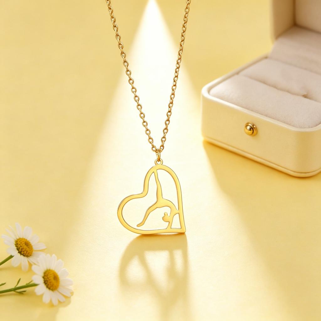 1PC Artistic Love Gymnastics Member Necklace Love Gymnastics Necklace Stainless Steel Gymnastics Enthusiast Souvenir