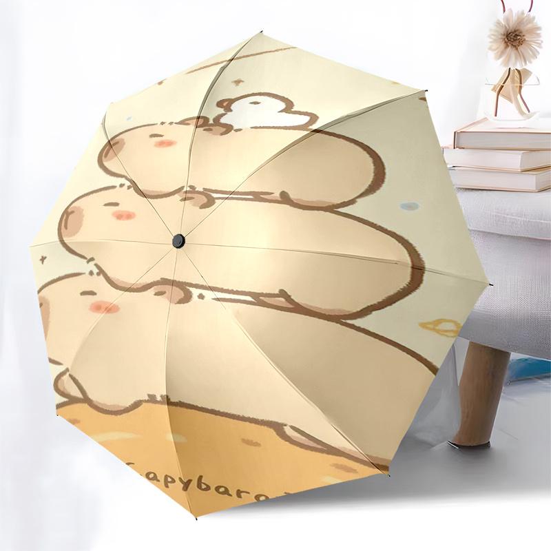 Capybara Themed Travel Umbrella-8 Ribs Automatic Opening and Closing, Portable Folding Design, Compact and Stylish Umbrella Suitable for Out