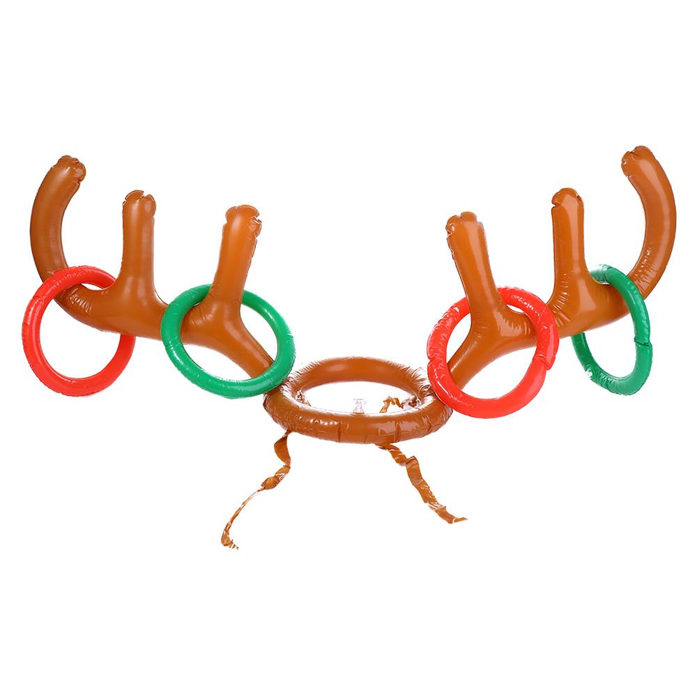 Festival Reindeer Ring Toss Inflated Toys Ferrule Game Inflatable Antler Hat Christmas Headband