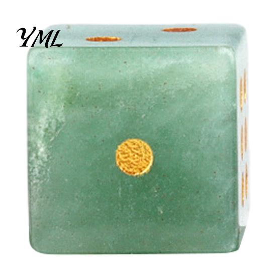 6-Sided Dice Natural Stone with Golden Dots, Mini Healing Faux Semi Precious Crystal Dice, Carved for Tabletop Board Game Dots