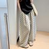 Women’s Dot Pants Loose Casual Summer Spring Trousers Lightweight Wide Leg Pants Korean Full Pants Trousers
