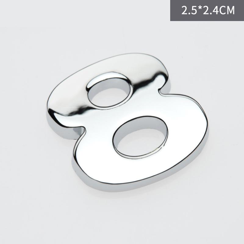 Custom 3D Car Number Alphabet Stickers Zinc Alloy Metal Chrome Emblem Scratch Proof Durable for Auto Badge Motorcycle Laptop Decor
