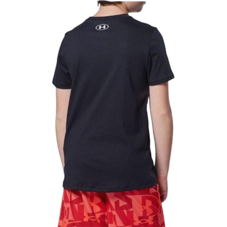 Under Armour Kids Logo Print Sports Casual Short Sleeve T-Shirt Kids Tops Black 1363282-001