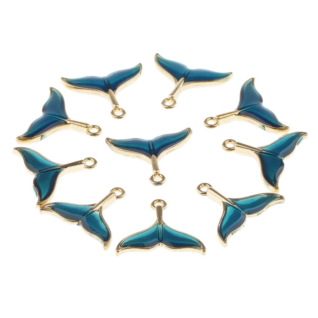 10x Enamel Tail Charms Pendants DIY Bracelet Necklace Crafts Silver Plated