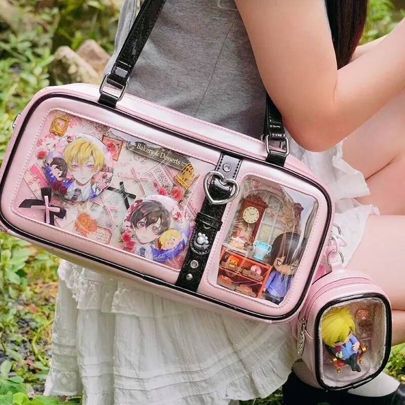 Y2K New Original Design Ita Bag Fashion Women Shoulder Bag Sweet Girl Transparent Cosplay Handbag DIY Badge Display Underarm Bag