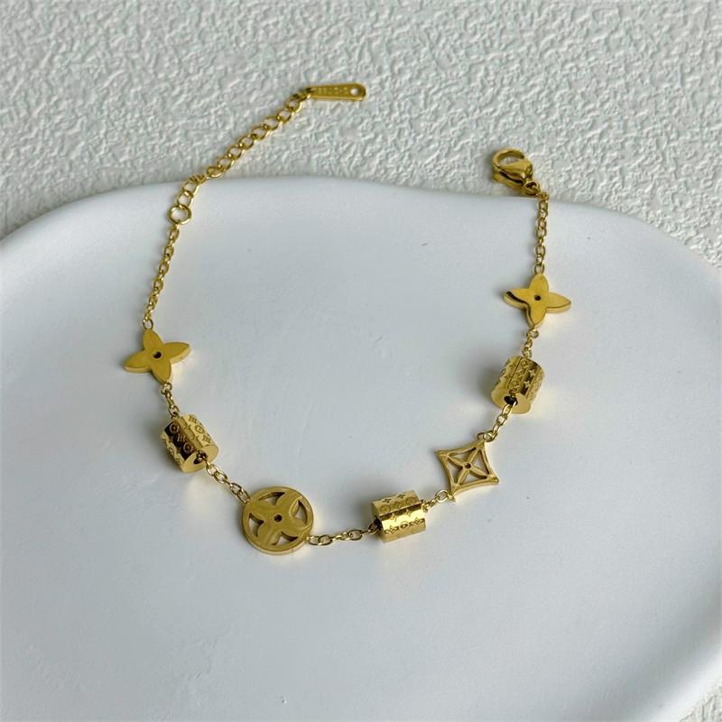 Ελαφριά Πολυτέλεια Τετράφυλλο Λουλούδι Χειροκόσμημα Υψηλή Αίσθηση Διπλής Όψης Τετράφυλλο Τριφύλλι Βραχιόλι Γυναικείο Απλό Βραχιόλι Με Ταμπεραμέντο