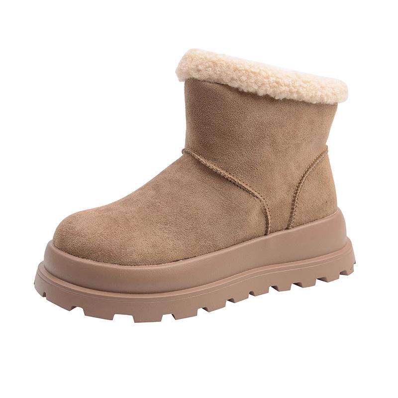 Thick-soled snow boots women's 2025 new winter velvet women's shoes warm fluffy short boots non-slip Birkencotton boots