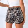 Shorts de Verano Casual para Mujer con Cintura Elástica, Estampado de Leopardo, Cintura Media-Alta