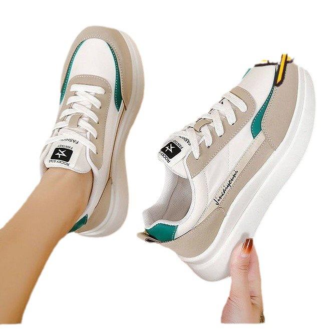 Høstens nye muffins-plattform pappasko for kvinner, fargematchende snøring, enkel og stilig, avslappet sport, Cortez