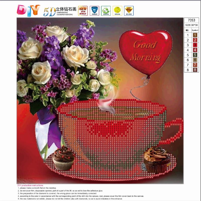 

Huacan 5d Алмазная мозаика, вышивка крестиком, кофейная чашка, изображение стразов, Алмазная вышивка, распродажа, декор для детской комнаты 30*30 cm