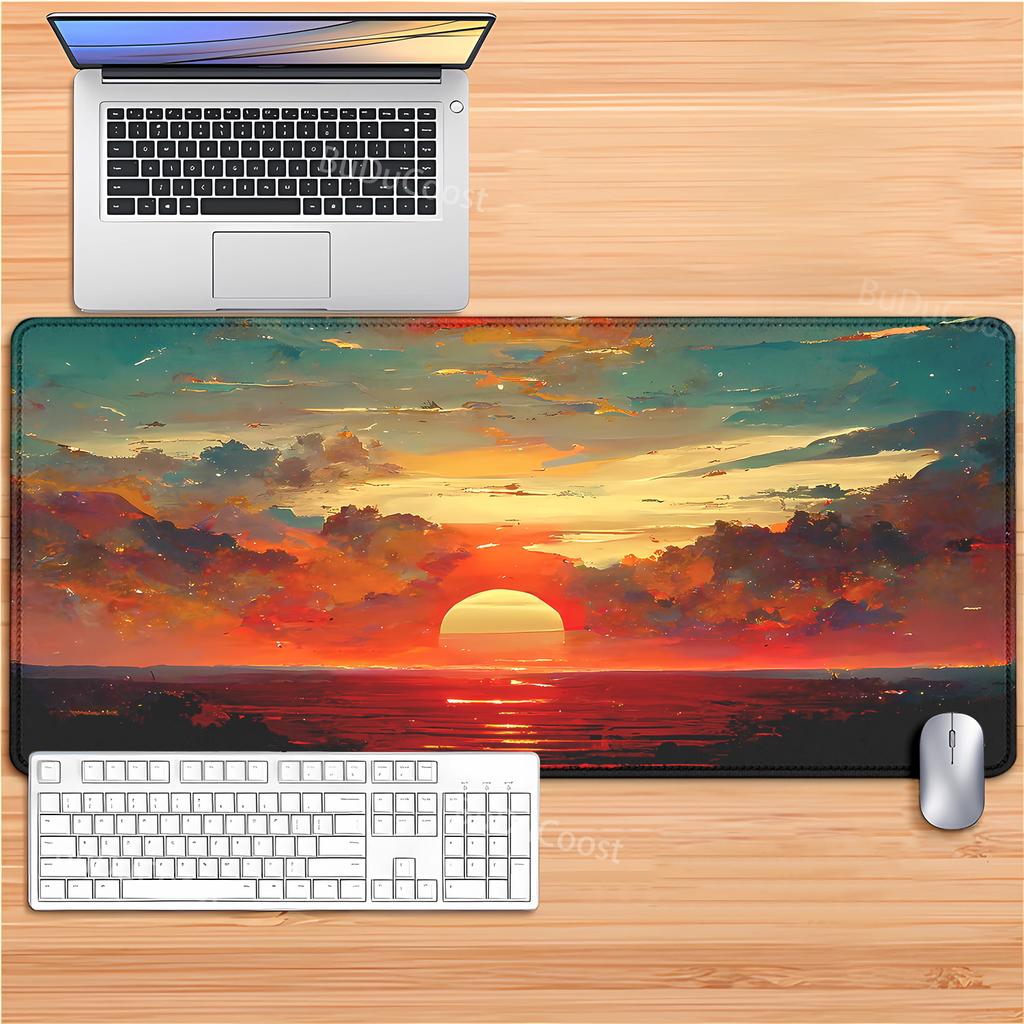 Laptop Gamer mousepad landscape mountain sunset racecar cartoon mouse pad Large Rug Locking Edge Keyboard Desk Mat for CSGO LOL