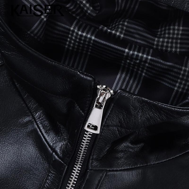 KAISER Men's Hooded Textured Cowhide Leather Jacket