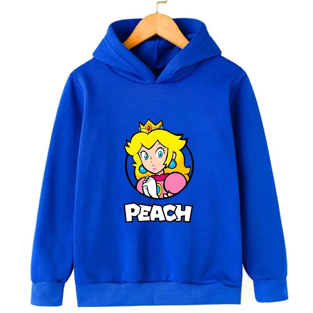 Children's Hoodie Princess Peach Mario Cute Kids Clothing Long Sleeve Hoodie Comfortable Winter Pullover