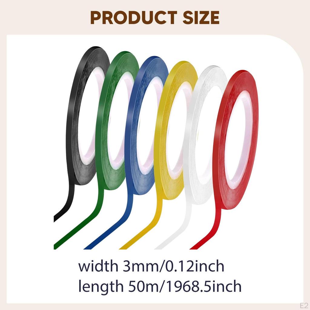 6Pcs Whiteboard Tape Pinstripe Tapes for Dry Erase Board Self Sticky Electrical Graphic Kids Art