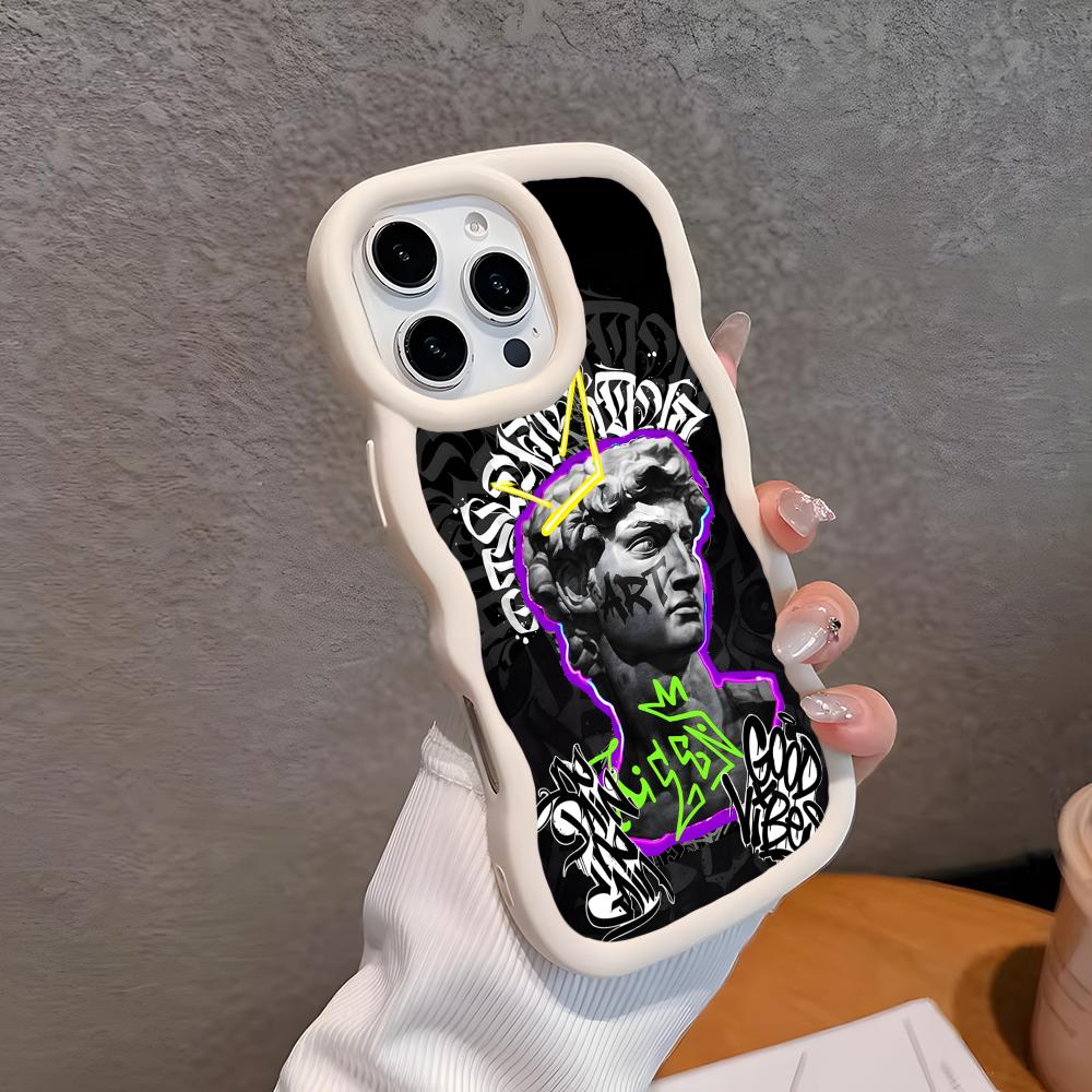 

Graffiti Art Wavy Edge TPU Mobile Phone Case for iPhone 17 16 15 14 13 12 11 Air Pro Max Plus Colorful Cover iPhone17 Pro Max