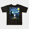 Boys Girls Soft Cotton Graphic Tees Snoopy Van Gogh - Starry Night Breathable Daily School Wear Kids T-Shirts