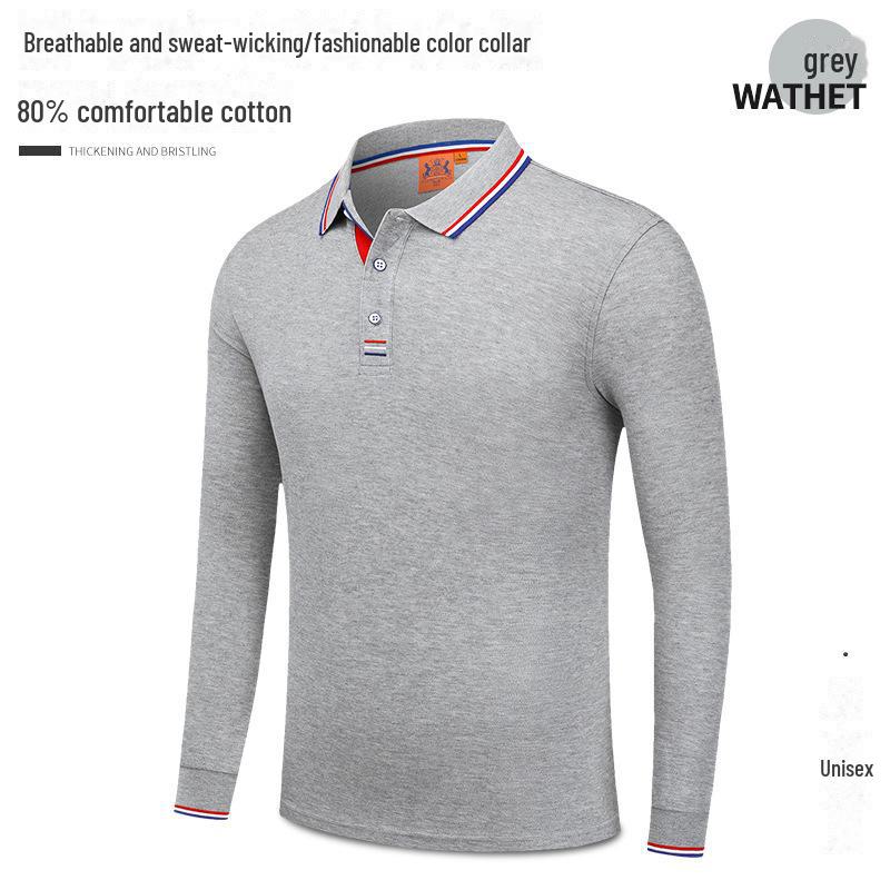 

Рубашка поло с длинным рукавом на заказ — корпоративная рабочая футболка с лацканами на весну и лето L серый