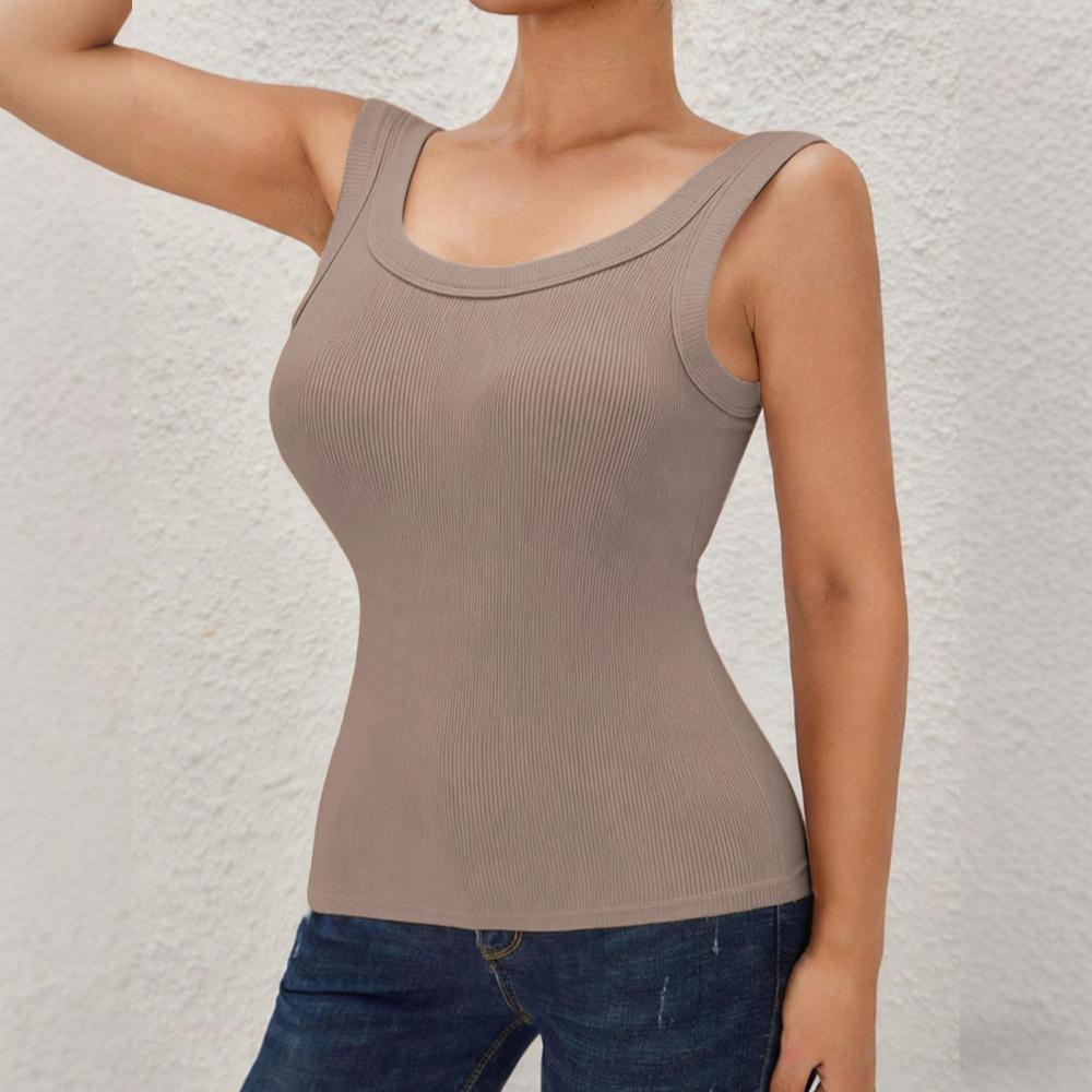 Women's Ribbed Shapewear Tank Tops with Built-in Bra Tummy Control Compression Camisole Slimming Shapewear Top for Daily & Outer Wear