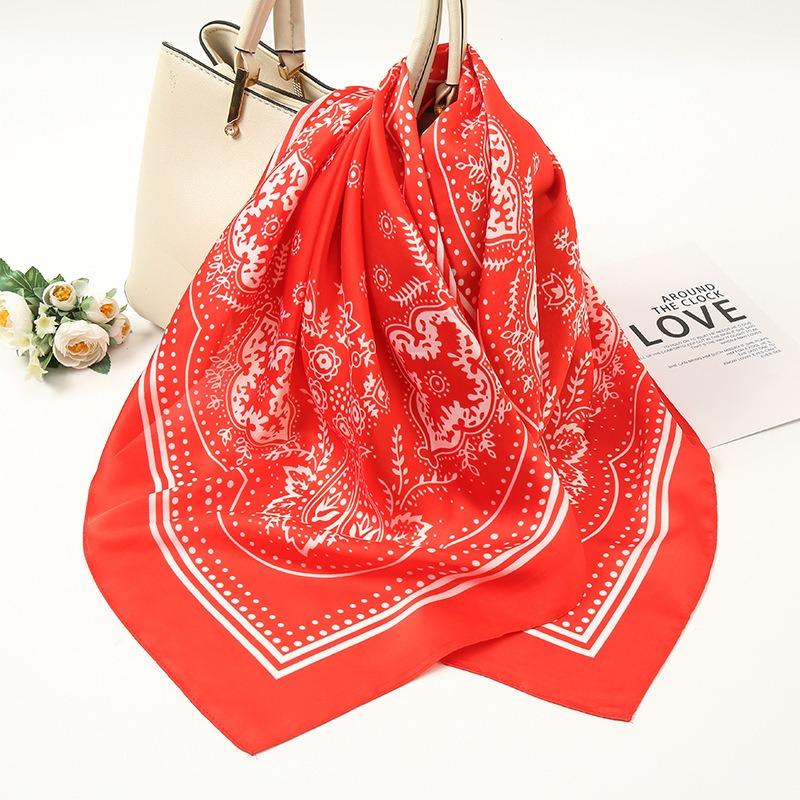 Summer new cashew flower versatile small square scarf simulation silk women's decorative scarf sunscreen multi-purpose silk scarf