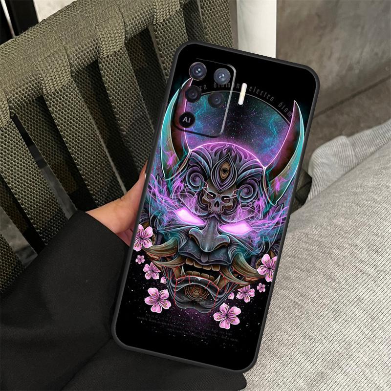 Oni Hannya Demon Mask Case For Oppo A18 A38 A58 A78 A98 A74 A94 A54 A40 A60 A80 A16 A76 A96 A15 A57S A17 A77 Cover