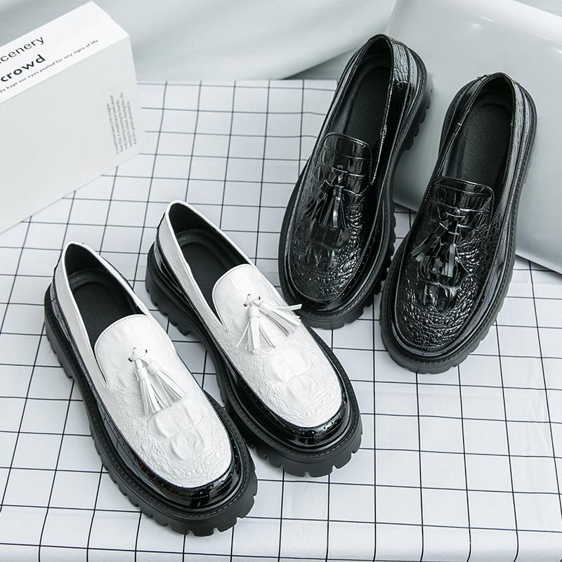 Fashion Retro Men Height-increasing Loafers Men One-foot Lightweight Anti-slip Breathable Travel Mountaineering Leather Shoes Sizes 38-4