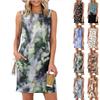 Women's Loose-Fit Casual Printed Split-Hem Sleeveless A-Line Dress