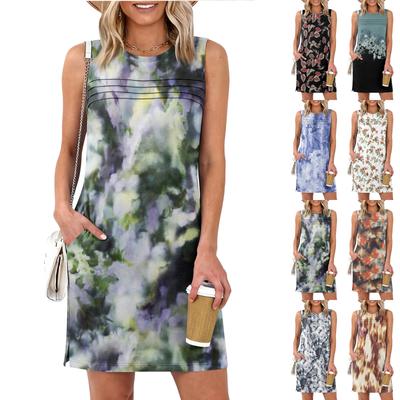 Women's Loose-Fit Casual Printed Split-Hem Sleeveless A-Line Dress