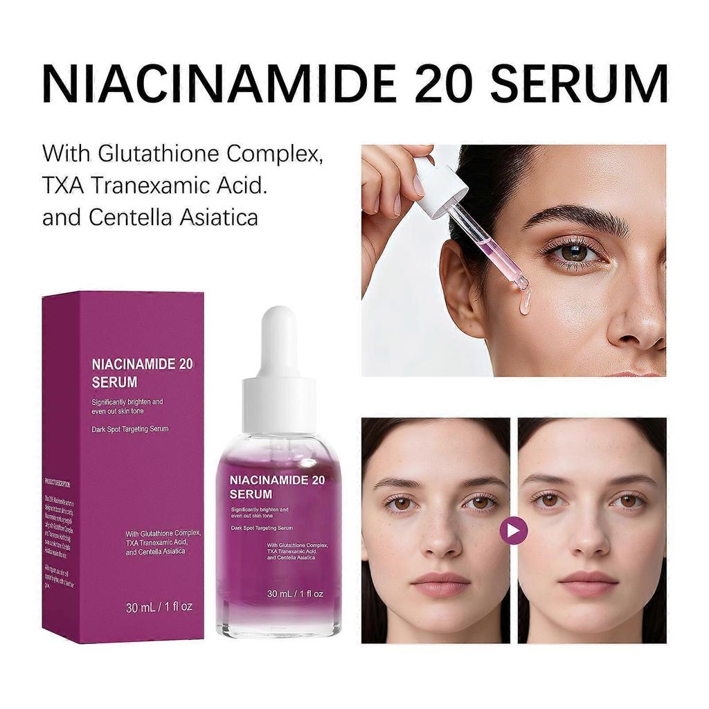 Il siero alla niacinamide al 20% schiarisce le macchie scure, uniforma il tono della pelle e minimizza i pori: formulato specificamente per pelli sensibili.