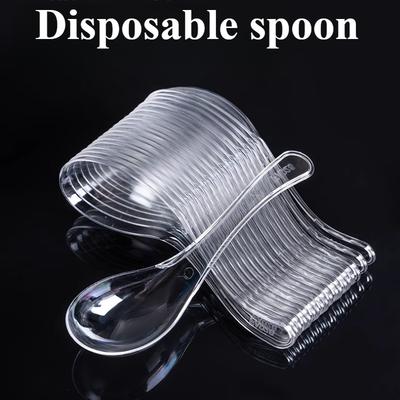 Disposable Spoons Plastic Portable Takeaway Household Rice Spoons Dessert Spoon Fruit Scoop Disposable Kitchenware