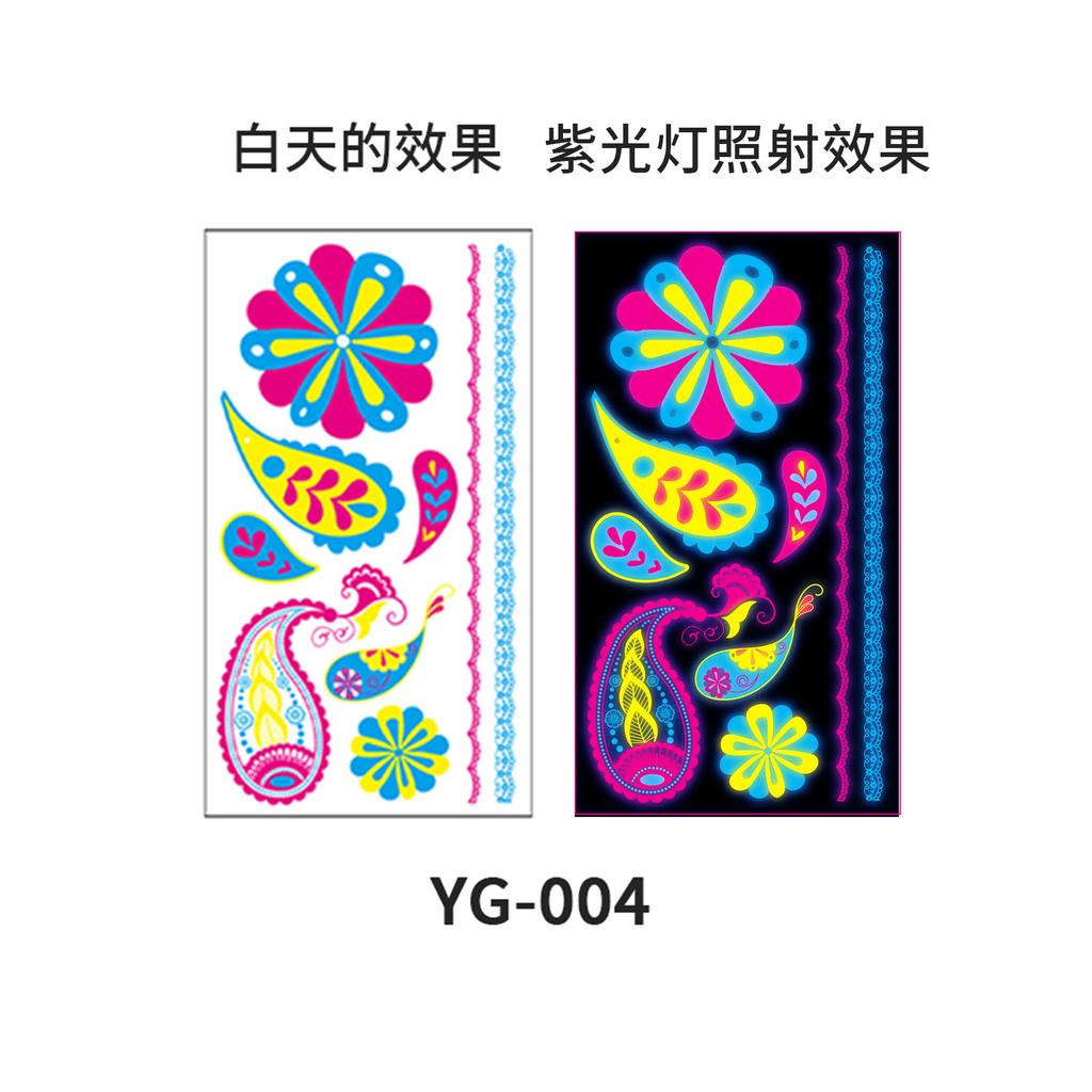 Women's Rave Festival UV Neon Body Face Temporary Tattoos Waterproof Fluorescence Fluorescent Fluorescent Tattoo Stickers 20