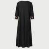 Plus Size Bohemian Dress Sexy V Neck Three Quarter Sleeves Loose Hem with Pockets Retro A Line Ethnic Print