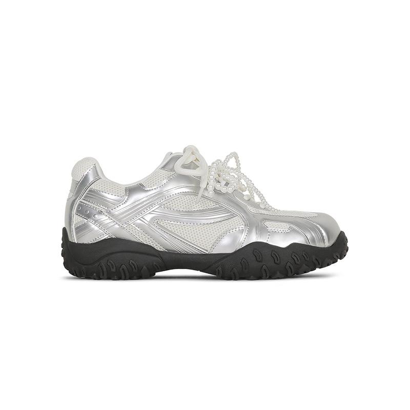 Cowhide Version~ 2025 Pearl Model Inner Height Increase Platform White Shoes Women's Summer New Sports Breathable Casual Shoes Women