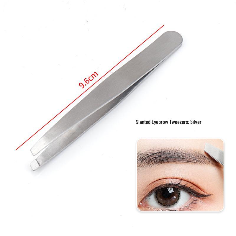 Stainless Steel Slanted Flat Head Eyebrow Tweezers for Multi-functional Hair Removal