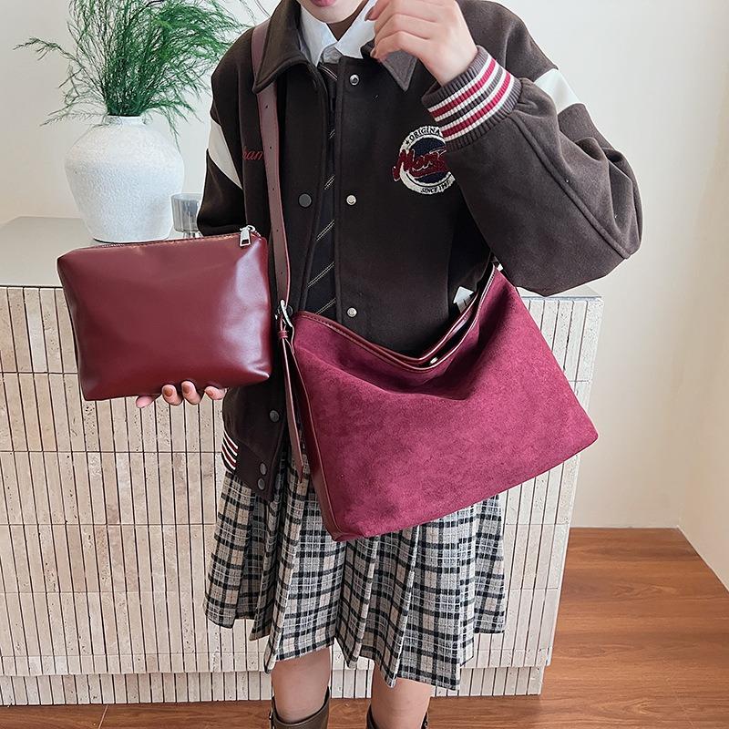 New suede large-capacity messenger women's bag shoulder bag niche retro child and mother bag simple tote bag