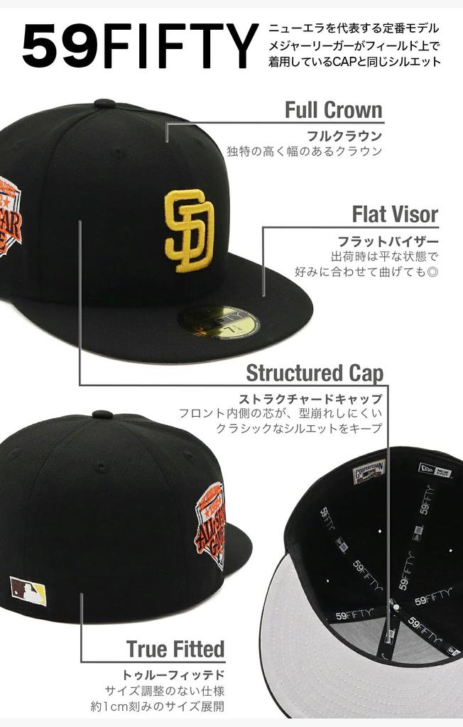 59FIFTY Cap 14561974 NER35C7098 SD Black 59FIFTY Side Patch ONSPOTZ Special Order SIDE PATCH UNDER VISOR MLB San Diego Padres MLB 59FIFTY Stylish