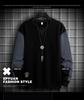 Tide Men's Spliced Round Neck Sweatshirt - Korean Slim Fit, Casual Spring/Autumn Style.