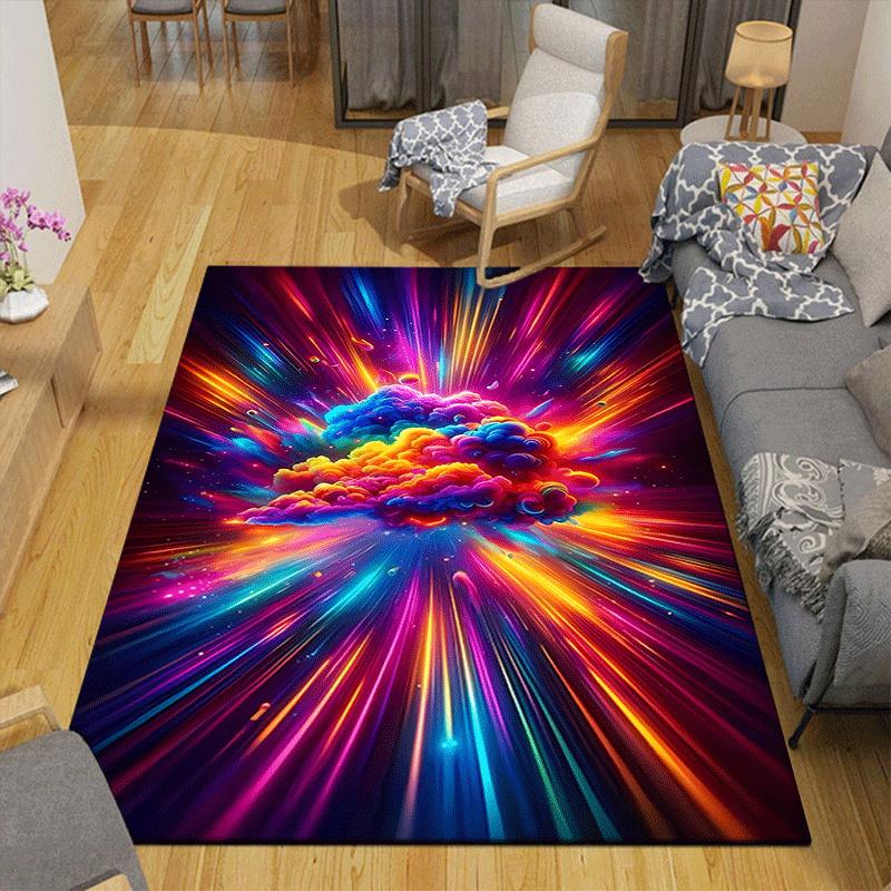 1pc Colorful Clouds Design Area Rug - Soft, Anti-Slip, and Durable Gaming Room Decor for Bedroom