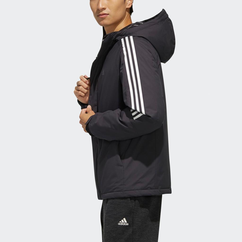 Adidas 3ST Down Jacket Solid Color Hooded Men Outerwear Black EH3995