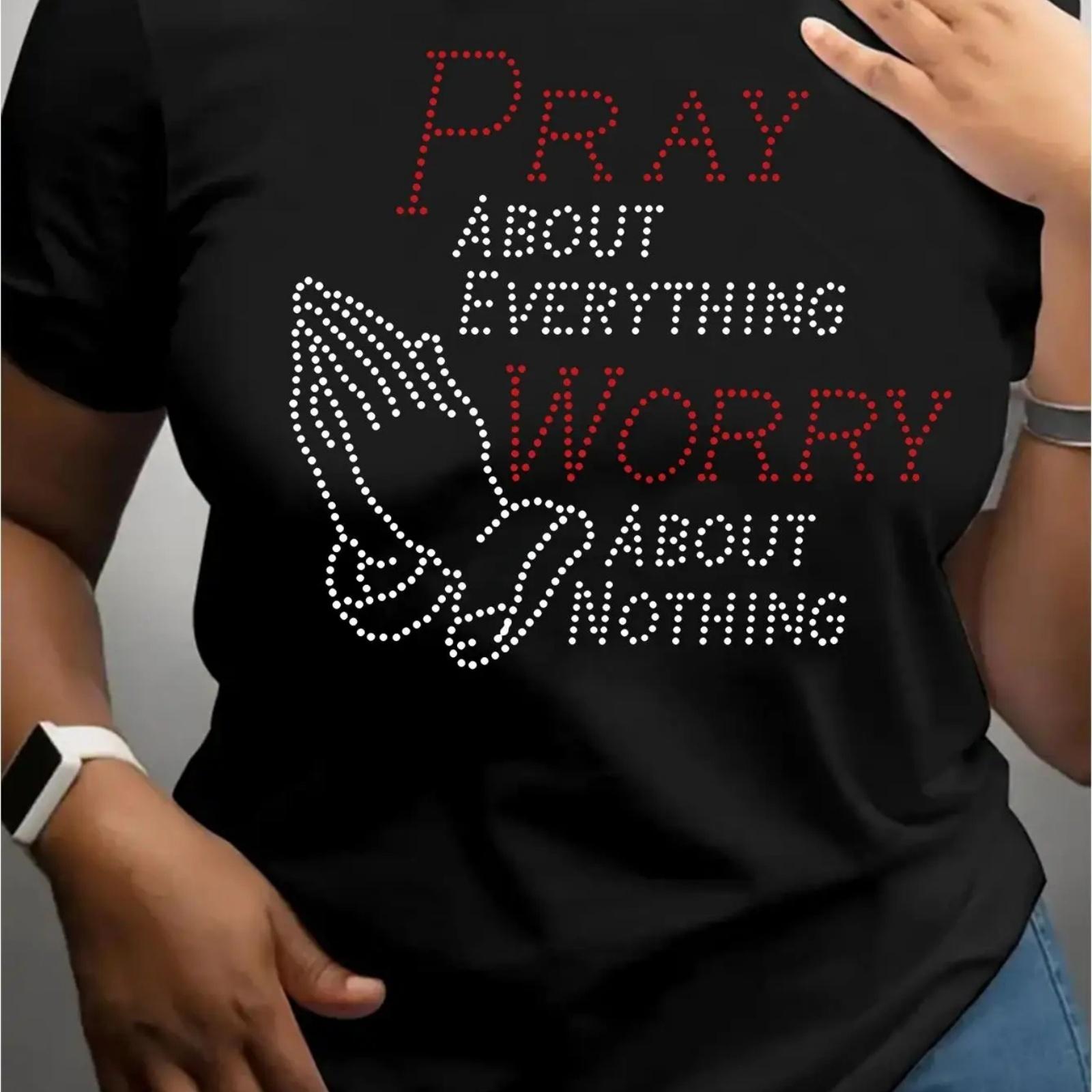 

Women S Faith-Inspired T-Shirt, About Everything Worry About Graphic, Crew Neck, Short Sleeve, Regular Fit, All-S XXXXXL різнокольоровий