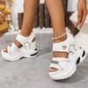 Thick-soled Large-size Sandals New European and American Thick-soled Muffin Velcro Casual Sandals