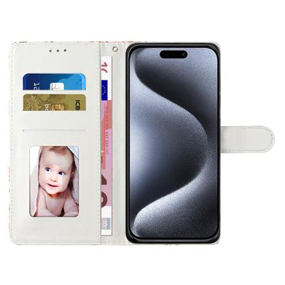 Für iPhone 16 Pro Max Hülle Musterdruck PU-Leder Kartenfächer Handyhülle mit Handschlaufe