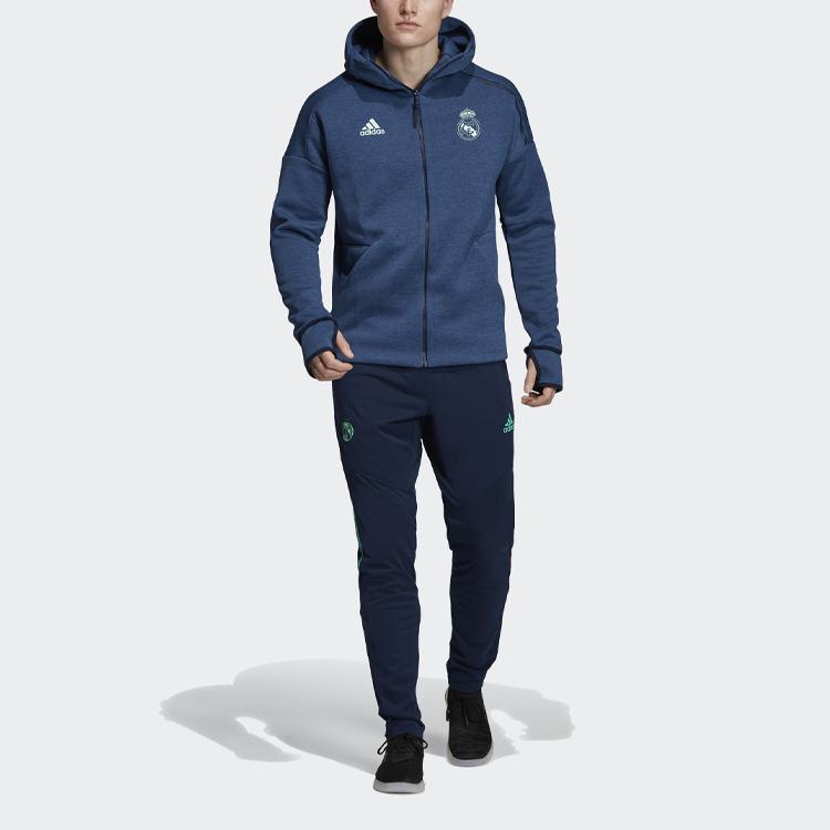 Adidas Colorblock Casual Sports Real Madrid Hooded Jacket Men Outerwear Navy DX8699