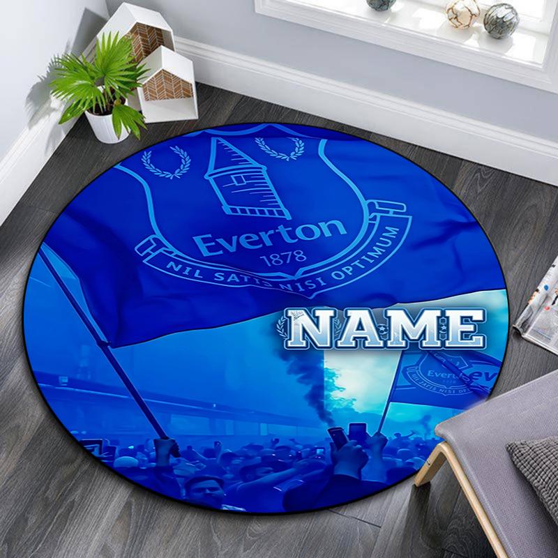 Custom Name,Everton FC pattern round rug,Carpet Rug for Living Room Bedroom Playroom ,Non-slip Floor Mat,Holiday Gifts and Birthday Gifts.
