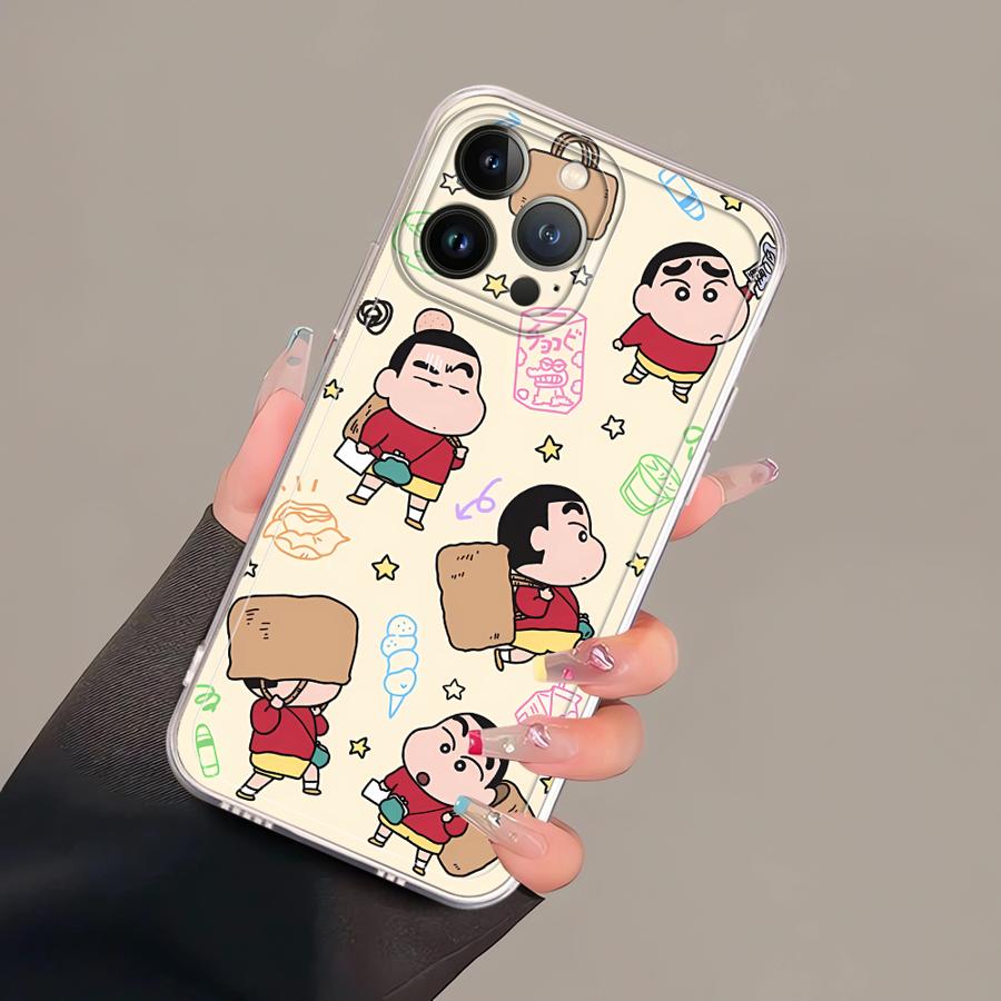 Cute Crayons Shinchans Case for iPhone 17 Pro Max Air 15 XR 13 Pro 14 Plus 12 Mini 11 16 XS Max 7 8 Soft Phone Cover