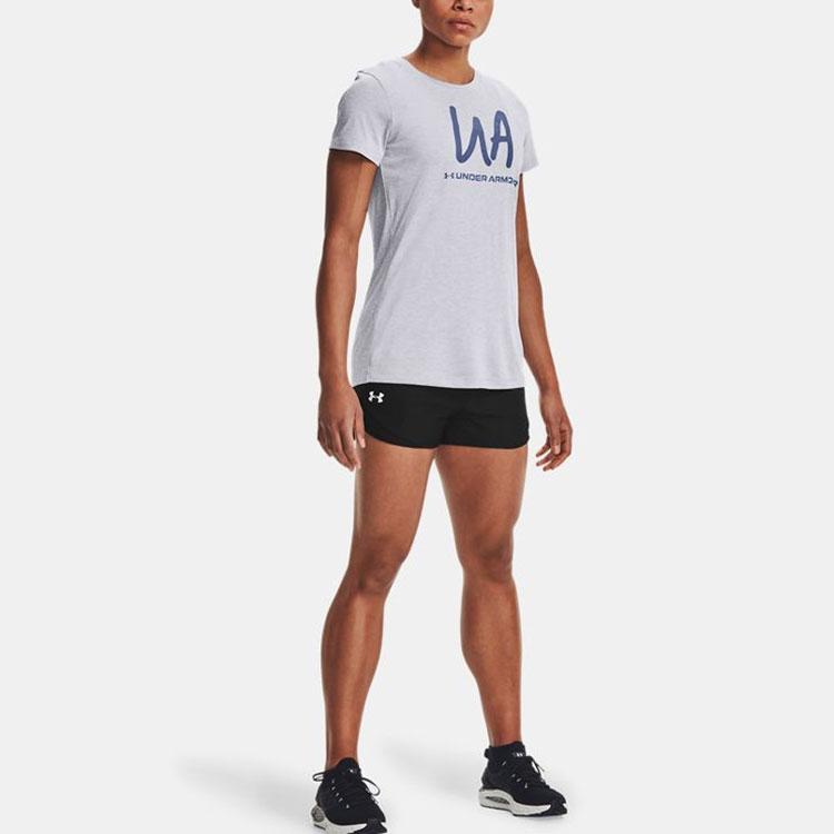 Under Armour Casual Breathable Sports Regular T-Shirt Women Tops Modern-Gray 1365145-011